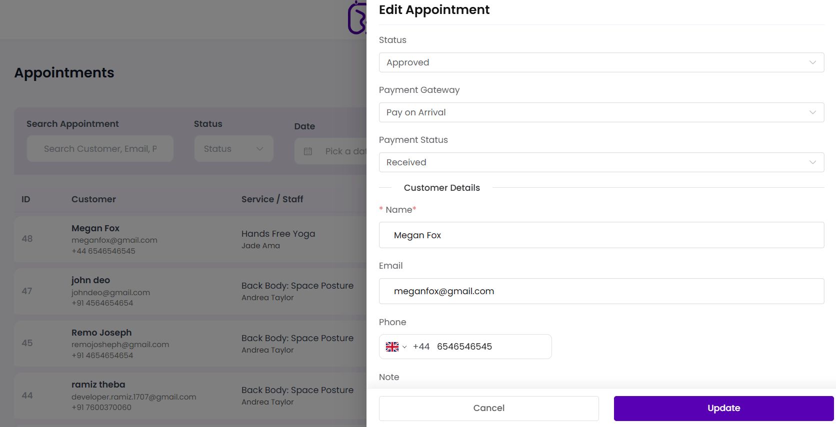 BookWellNow Edit Appointment